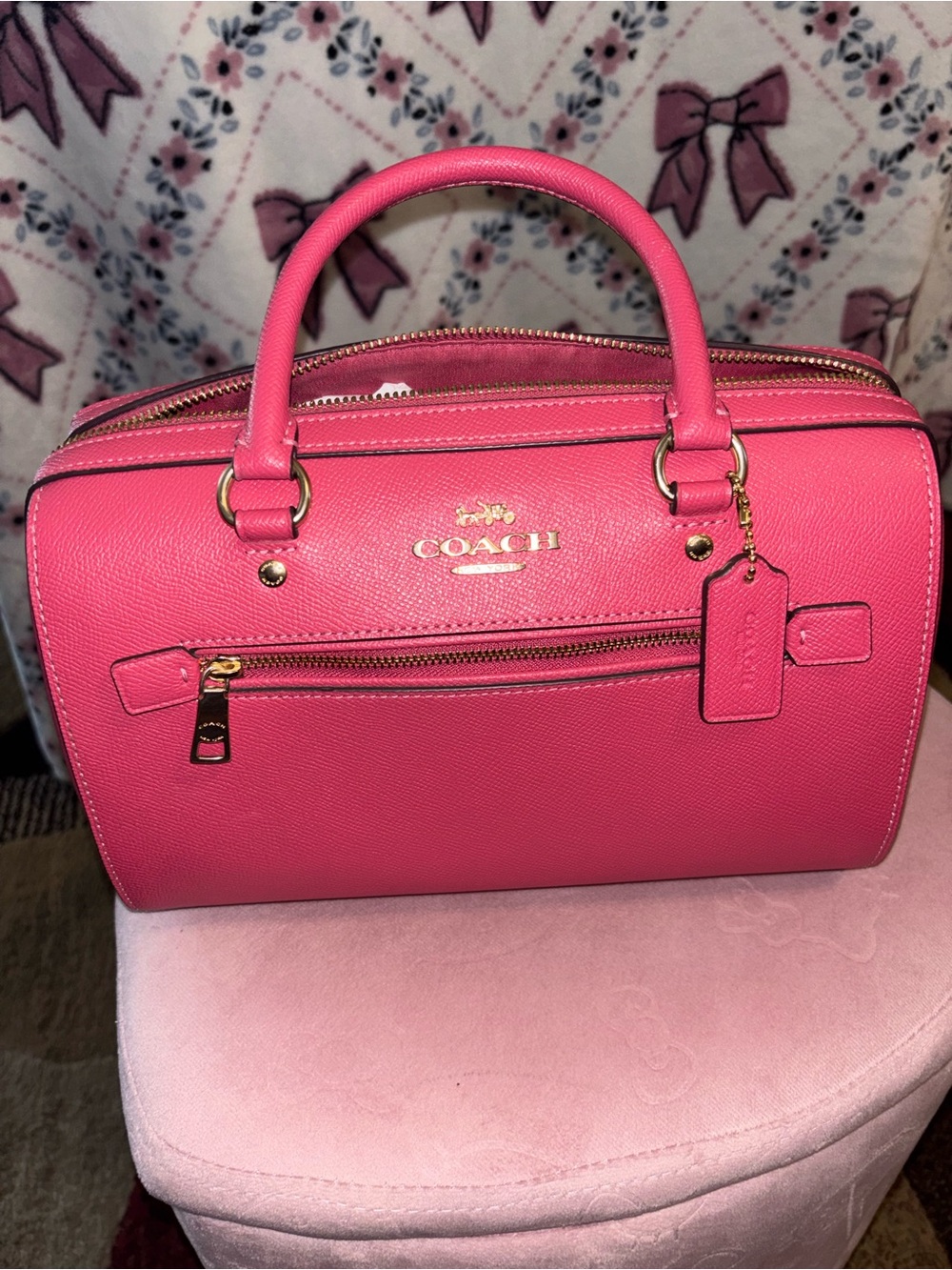 Coach Hot Pink Leather Satchel with Gold Hardware  NWOT